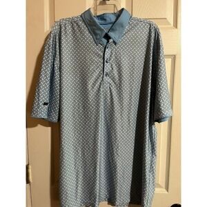 G*Mac‎ by Kartel mens Golf Shirt Blue Geometric Pattern Logo polo performance